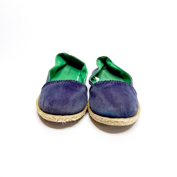 Merona Women's Navy Canvas Espadrille Flats with Green Lining Size 6.5 - Picture 2 of 7